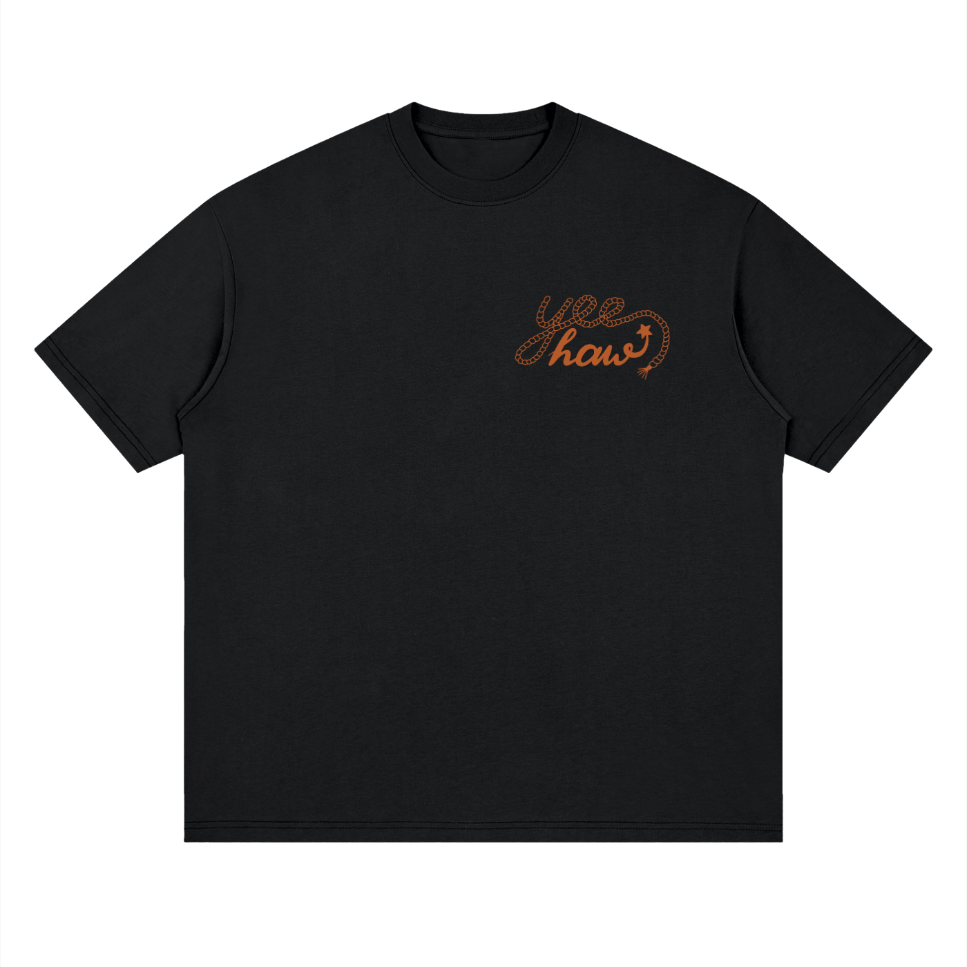 Oversized YeeHaw Orange Print T-Shirt