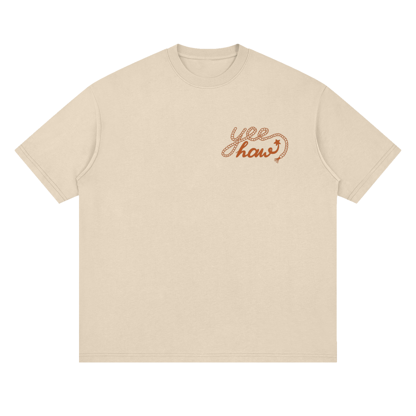 Oversized YeeHaw Orange Print T-Shirt