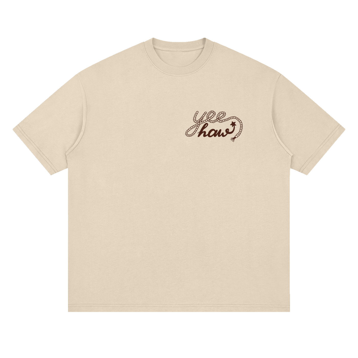 Oversized YeeHaw Brown Print T-Shirt